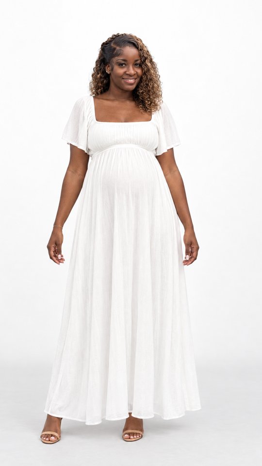 Modeline dans sa robe blanche